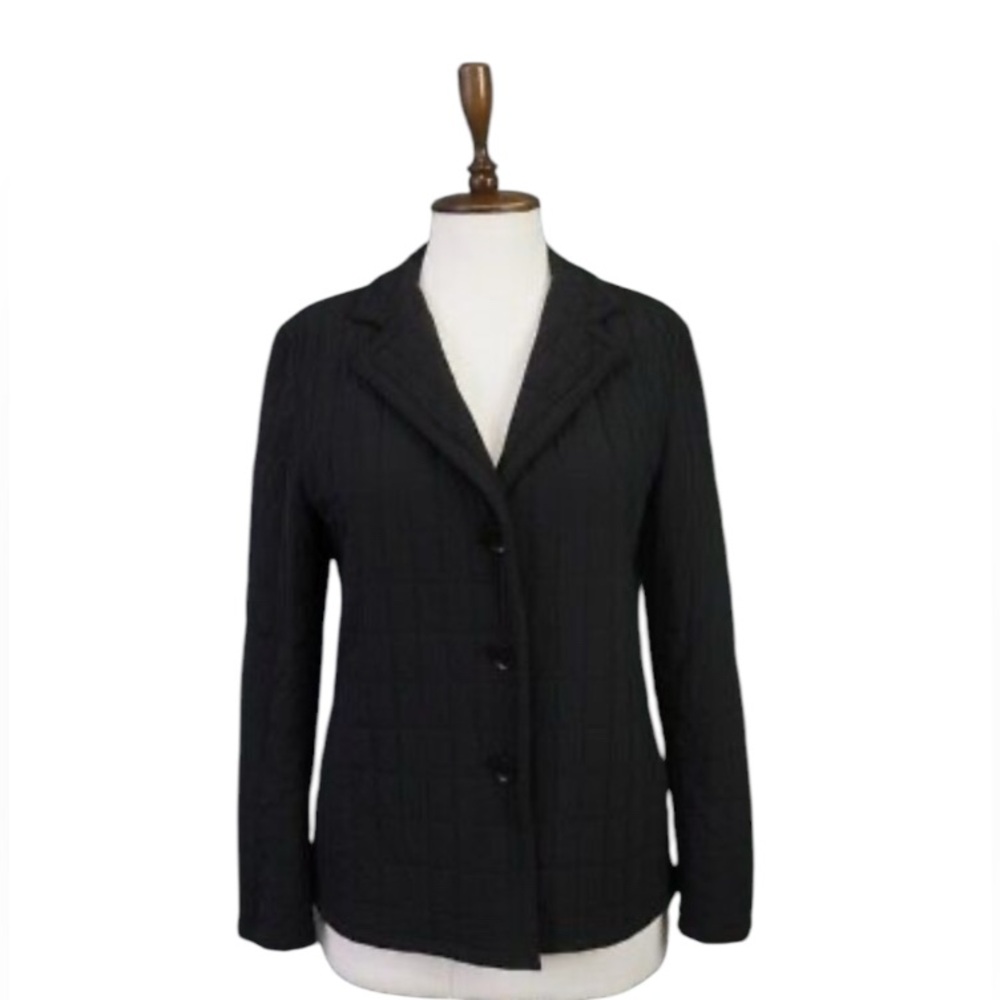 MAX MARA Black Quilted Three Button Blazer